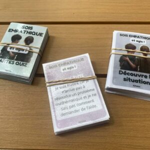 Planches de 3 jeux de cartes "EMPATHIE à L'ECOLE : sois empathique et agis !"