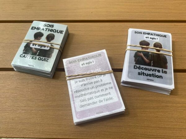 Planches de 3 jeux de cartes "EMPATHIE à L'ECOLE : sois empathique et agis !"