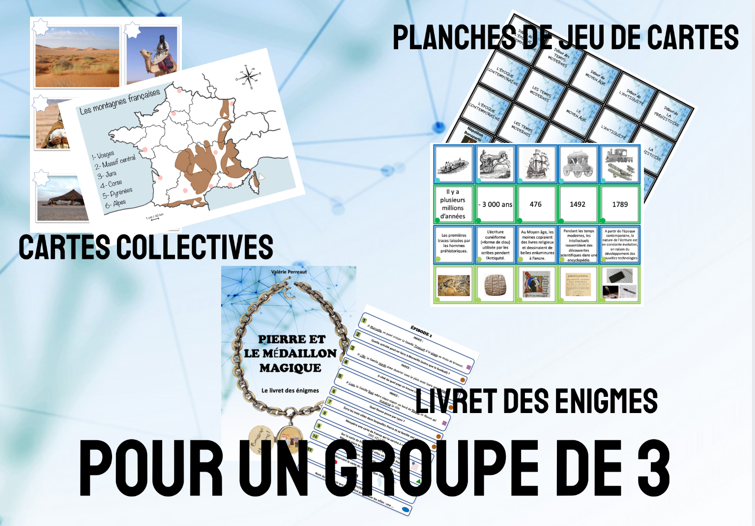 Impressions Papier PELMM - UN ENSEMBLE : 1 fichier Livret des énigmes + 1 fichier cartes collectives + 1 fichier Jeu de cartes