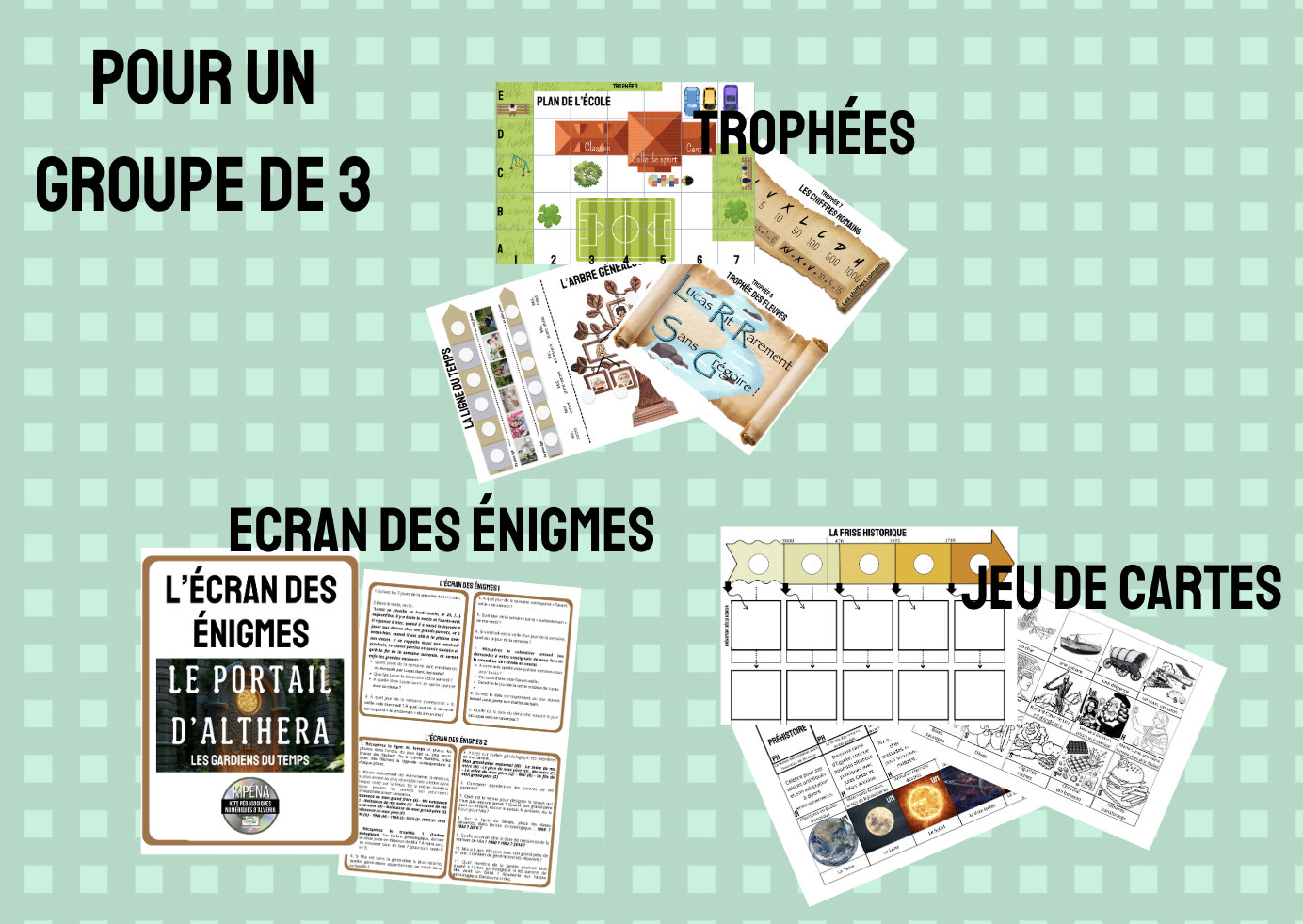 Impressions Papier Althera - UN ENSEMBLE : 1 fichier Ecran des énigmes + 1 fichier Trophées + 1 fichier Jeu de cartes + 1 fichier Calques